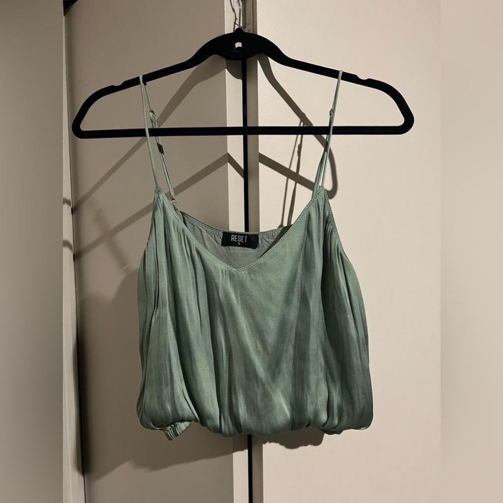 Green Silk Crop Top